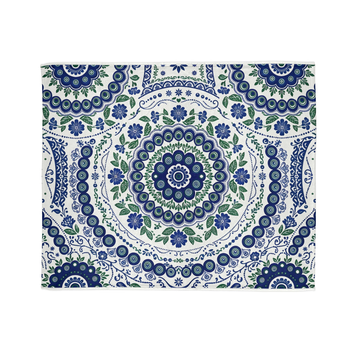 Cobalt folk fleece blanket (2)