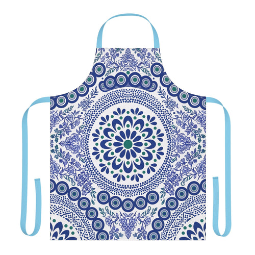 Cobalt folk kitchen apron (2)