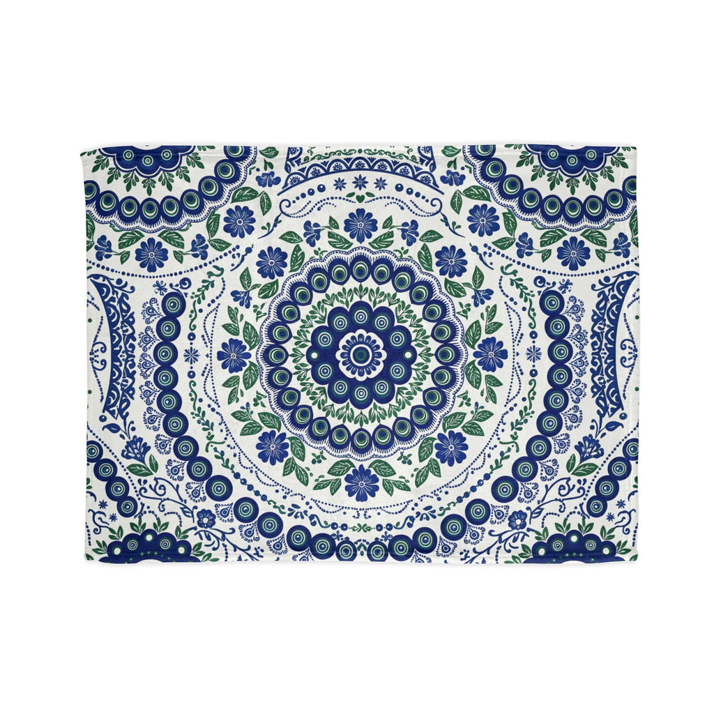 Cobalt folk fleece blanket