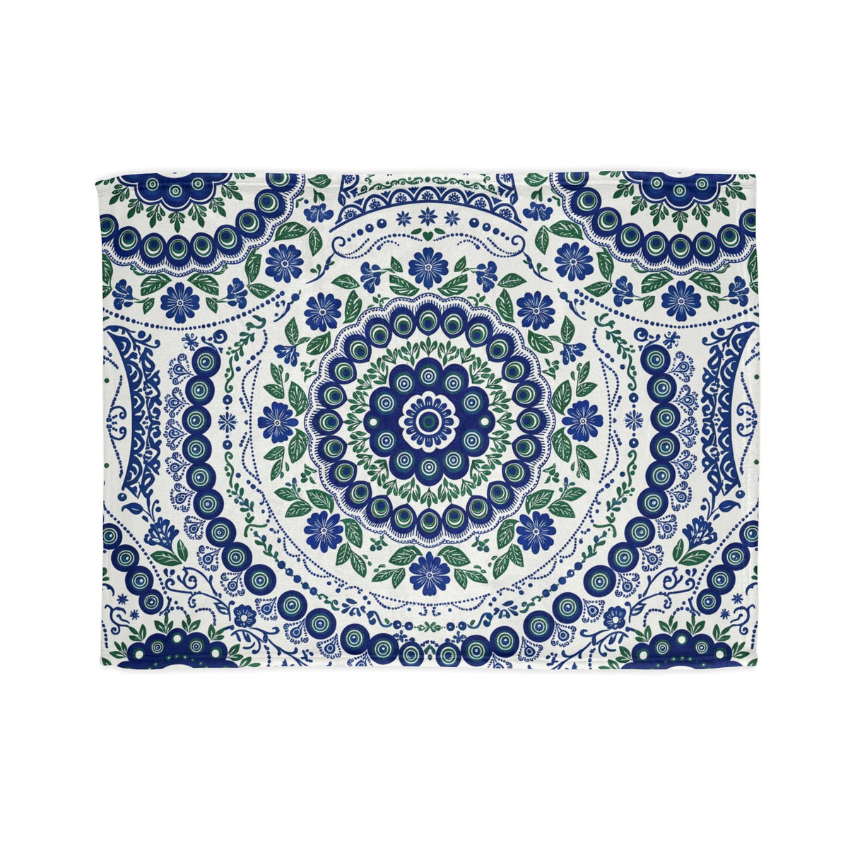 Cobalt folk fleece blanket