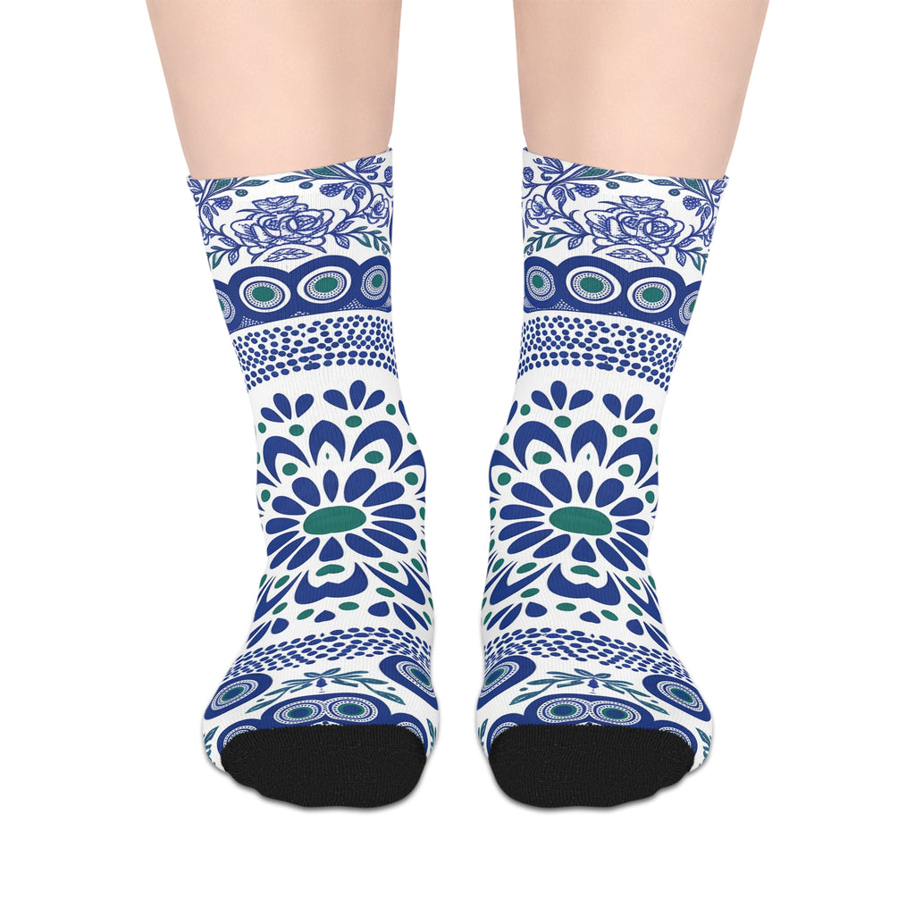 Cobalt folk crew socks