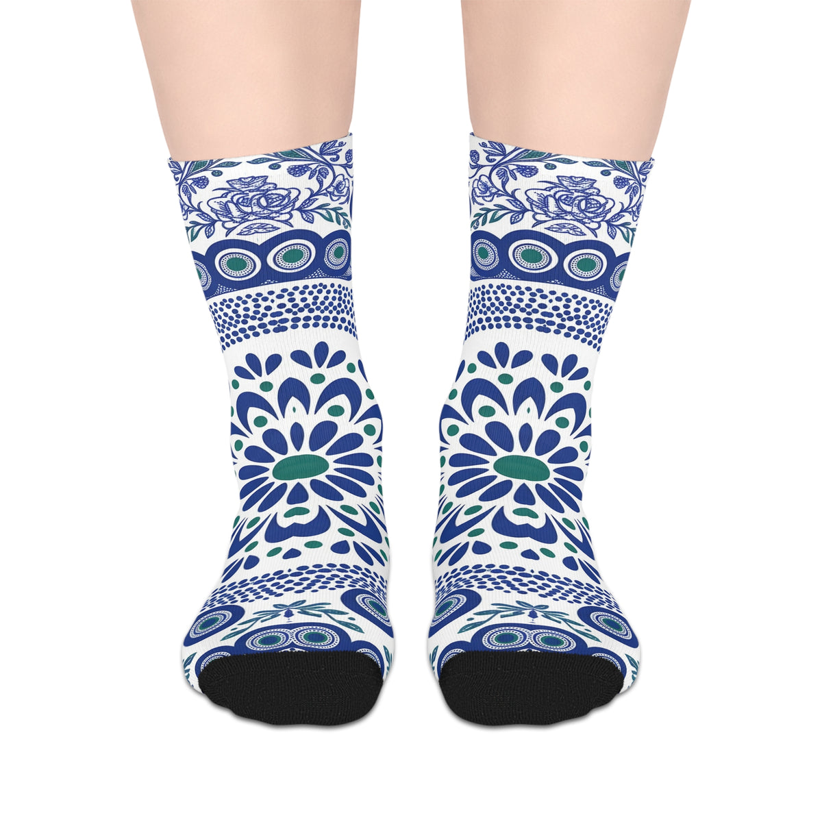 Cobalt folk crew socks
