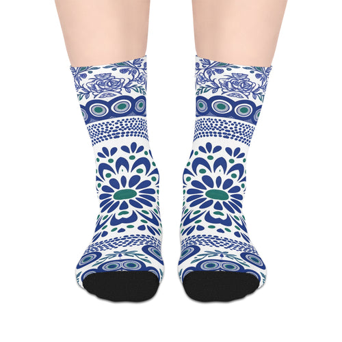 Cobalt folk crew socks