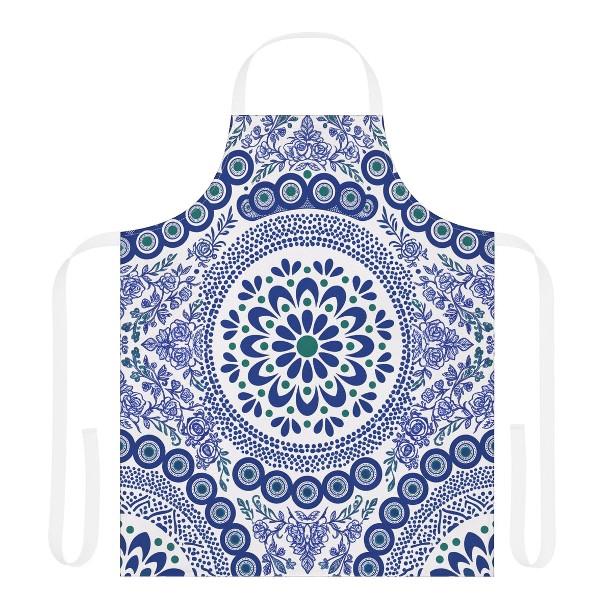 Cobalt folk kitchen apron