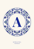 Cobalt Folk Letter Prints A-Z | Printable Initial Wall Art